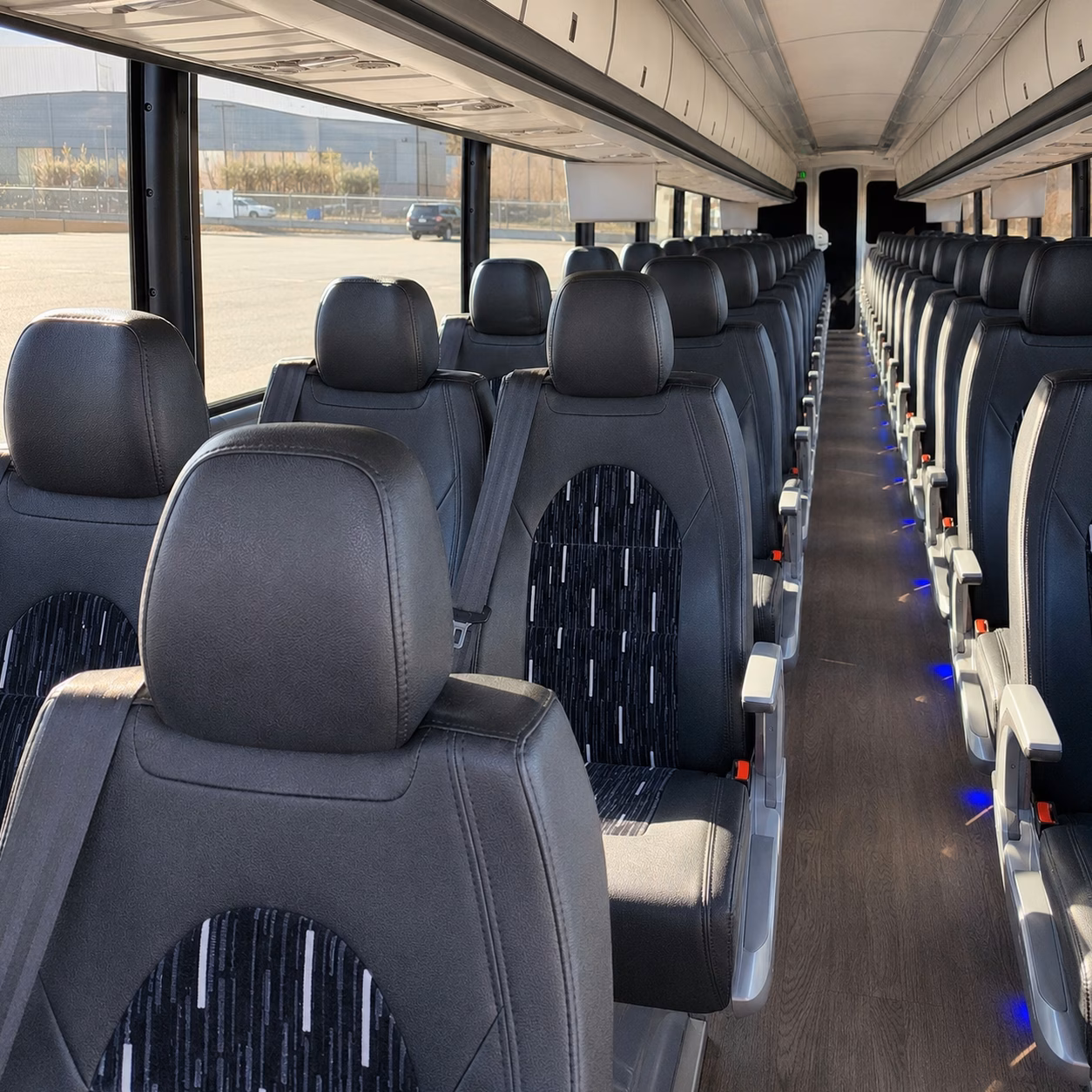 56 passenger charter bus inside
